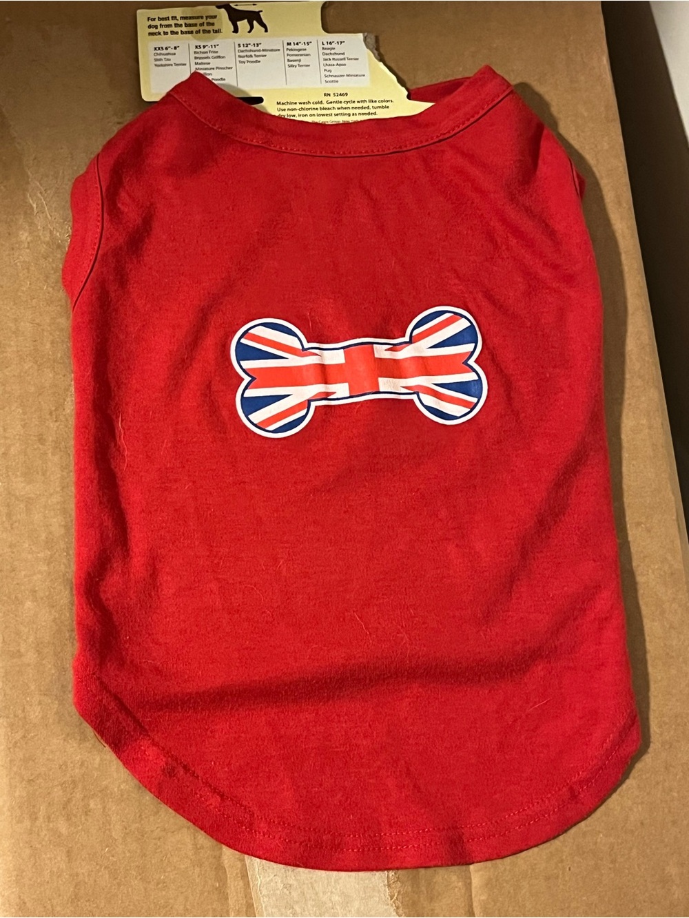 Bone Shaped UK Flag Screen Print Shirt Pre-Owned~ Measurements in Pictures